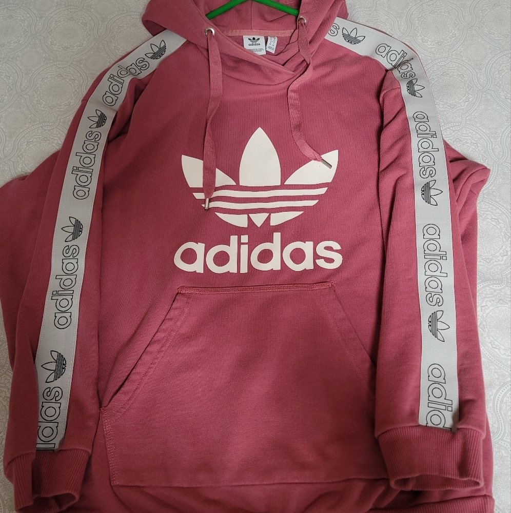 Pink Adidas Tape Trefoil Hoodie Sweatshirt